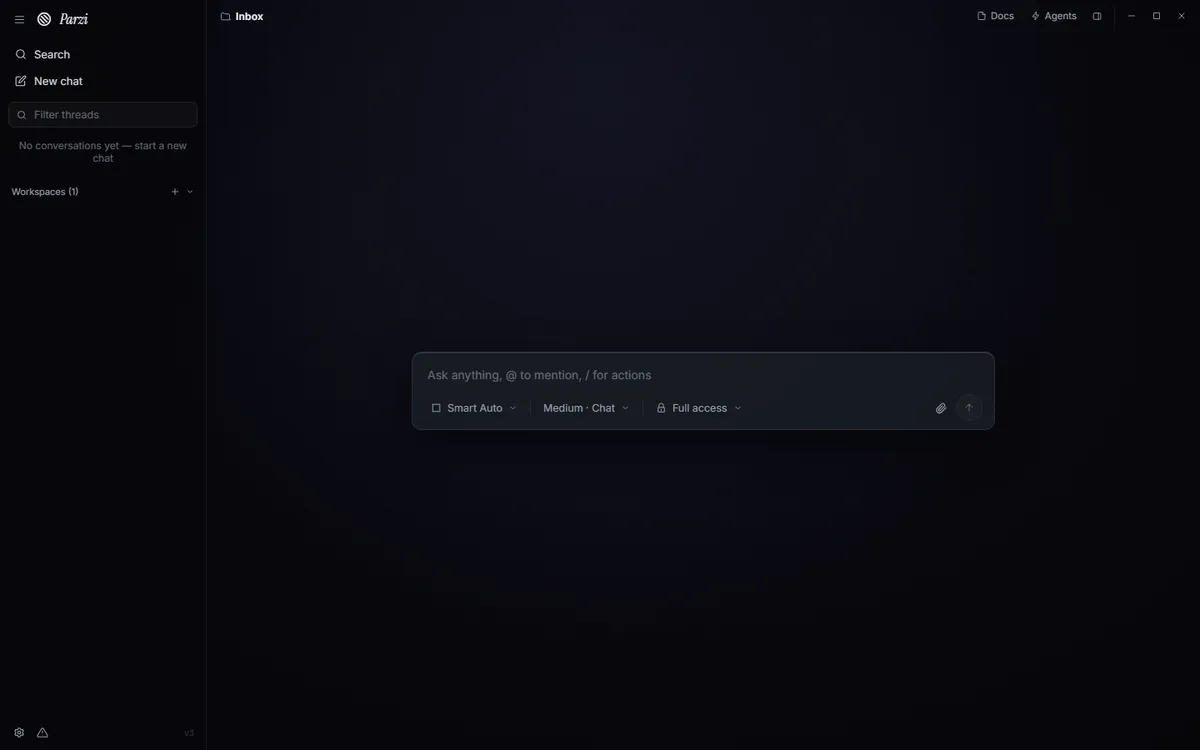 Screenshot der Oberfläche von Parzi